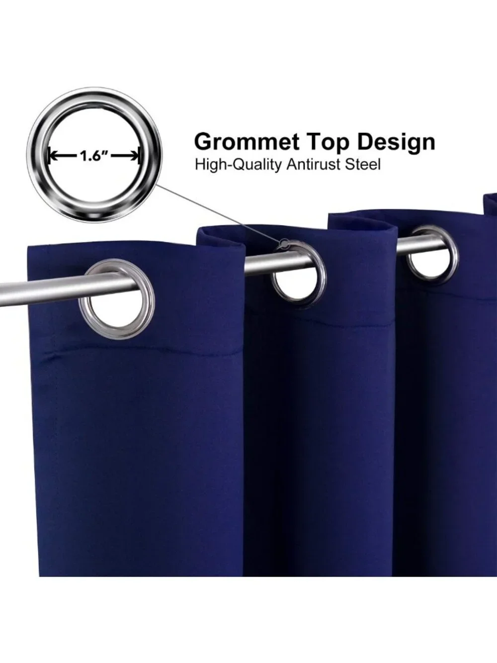 Blackout Curtains 48” Long - 2 Panel Set, Grommet Thermal Insulated Room